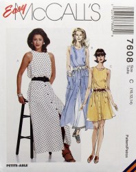 7608 McCalls Elastic Waist Sleeveless Button Dress  Lengths Pattern 16-20 Uncut